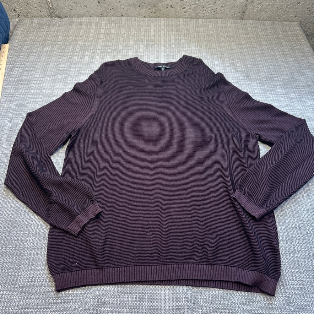 Robert Barakett Burgundy Ribbed Sweater Mens XXL Crewneck Pullover Quiet Luxury